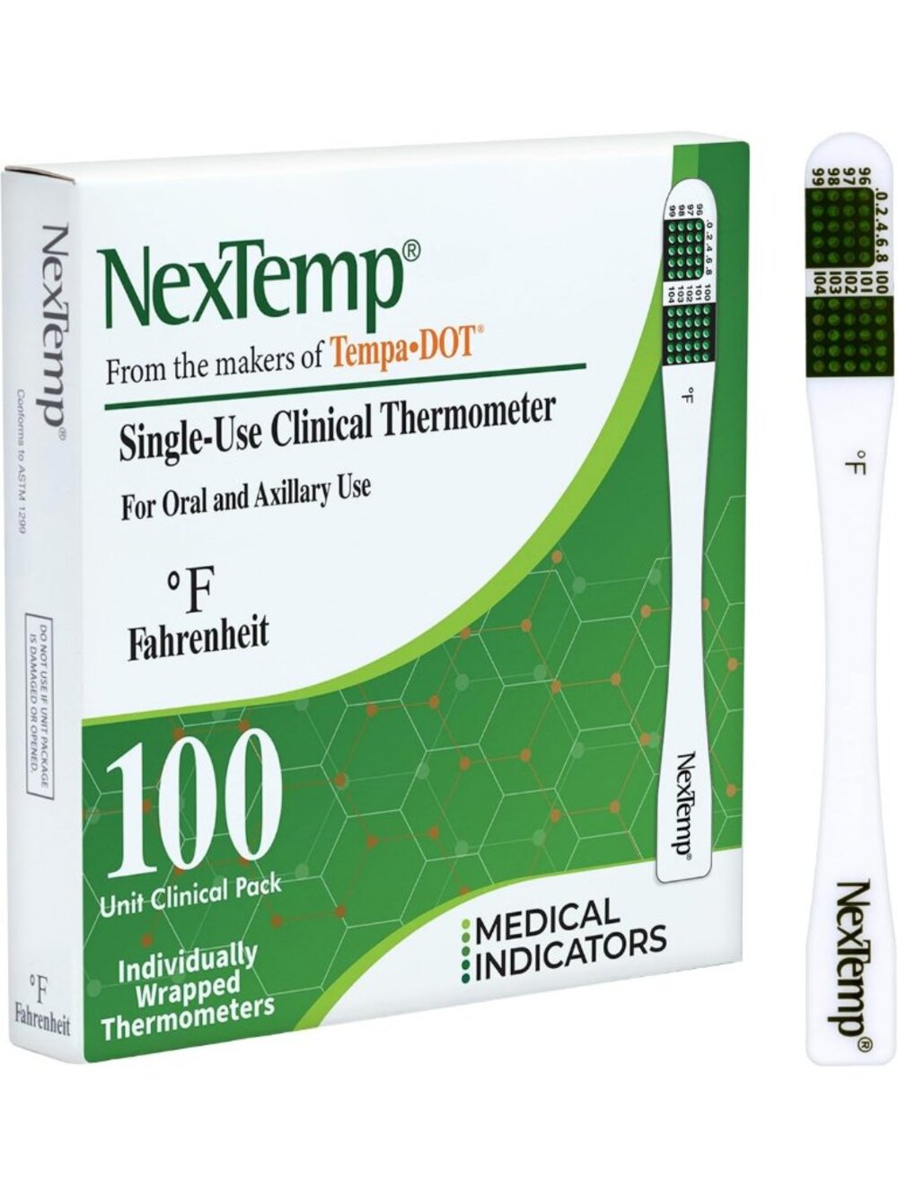 100-Pack Disposable Oral Thermometers - Hygienic, Accurate, Battery-Free, Fast